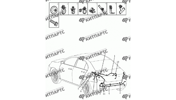 Жгут проводов задний (седан) Geely