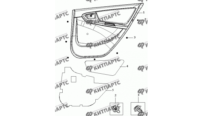 Обивка двери задней правой в сборе Geely